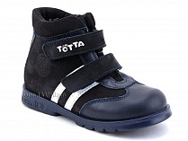 121-2,12,9 Тотто (Totto), ботинки детские утепленные ортопедические профилактические, кожа, нубук, синий, белый. в Ижевске