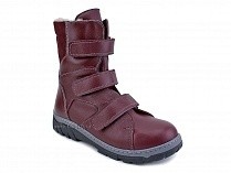 285б (22-31) Аквелла (Akwella), ботинки  детские ортопедические с высоким берцем, демисезонные, ворсин, кожа, бордовый в Ижевске