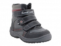 А43-037 Сурсил (Sursil-Ortho), ботинки детские ортопедические с высоким берцем, зимние, натуральный мех, кожа, черный, красный в Ижевске