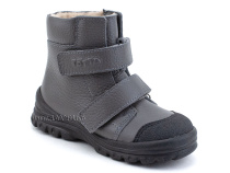 3381-721 Тотто (Totto), ботинки детские утепленные ортопедические профилактические, байка, кожа, серый в Ижевске