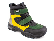 088-111-282-450 (31-36) Джойшуз (Djoyshoes) ботинки детские зимние мембранные ортопедические профилактические, натуральный мех, мембрана, нубук, кожа, черный, желтый, зеленый в Ижевске