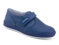 30024-702 Тотто (Totto), туфли школьные ортопедические профилактические, кожа перфорированная, синий в Ижевске