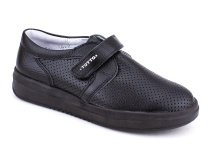 30024-701 Тотто (Totto), туфли школьные ортопедические профилактические перфорированная, кожа, чёрный в Ижевске
