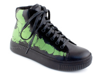 55317Б ШагоВита (Shagovita), ботинки детские  профилактические, кожа, байка, черный, зеленый в Ижевске
