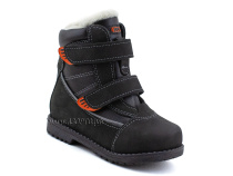 151-13   Бос(Bos), ботинки детские зимние профилактические, натуральная шерсть, кожа, нубук, черный, оранжевый в Ижевске