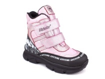 2633-06МК (31-36) Миниколор (Minicolor), ботинки зимние детские ортопедические профилактические, мембрана, кожа, натуральный мех, розовый, черный в Ижевске