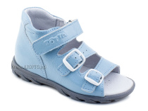 0313-9-603 Тотто (Totto), сандалии детские открытые ортопедические профилактические, кожа, голубой в Ижевске