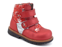 2031-13 Миниколор (Minicolor), ботинки детские ортопедические профилактические утеплённые, кожа, байка, красный в Ижевске