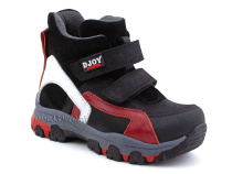 026-111-214-422-01-143 (26-30) Джойшуз (Djoyshoes) ботинки детские ортопедические профилактические утеплённые, замша, велюр, кожа, черный, красный, белый в Ижевске